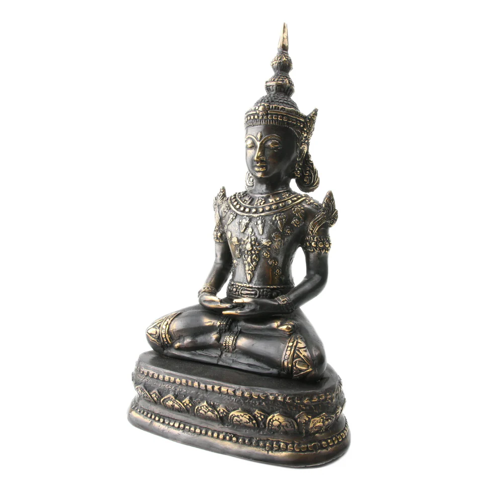 Boeddha met Kroon op Lotus Dhyana Mudra Messing - Image 4