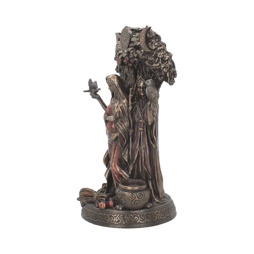 Bronzed Maiden, Mother, Crone Triple Moon Figurine - Image 2
