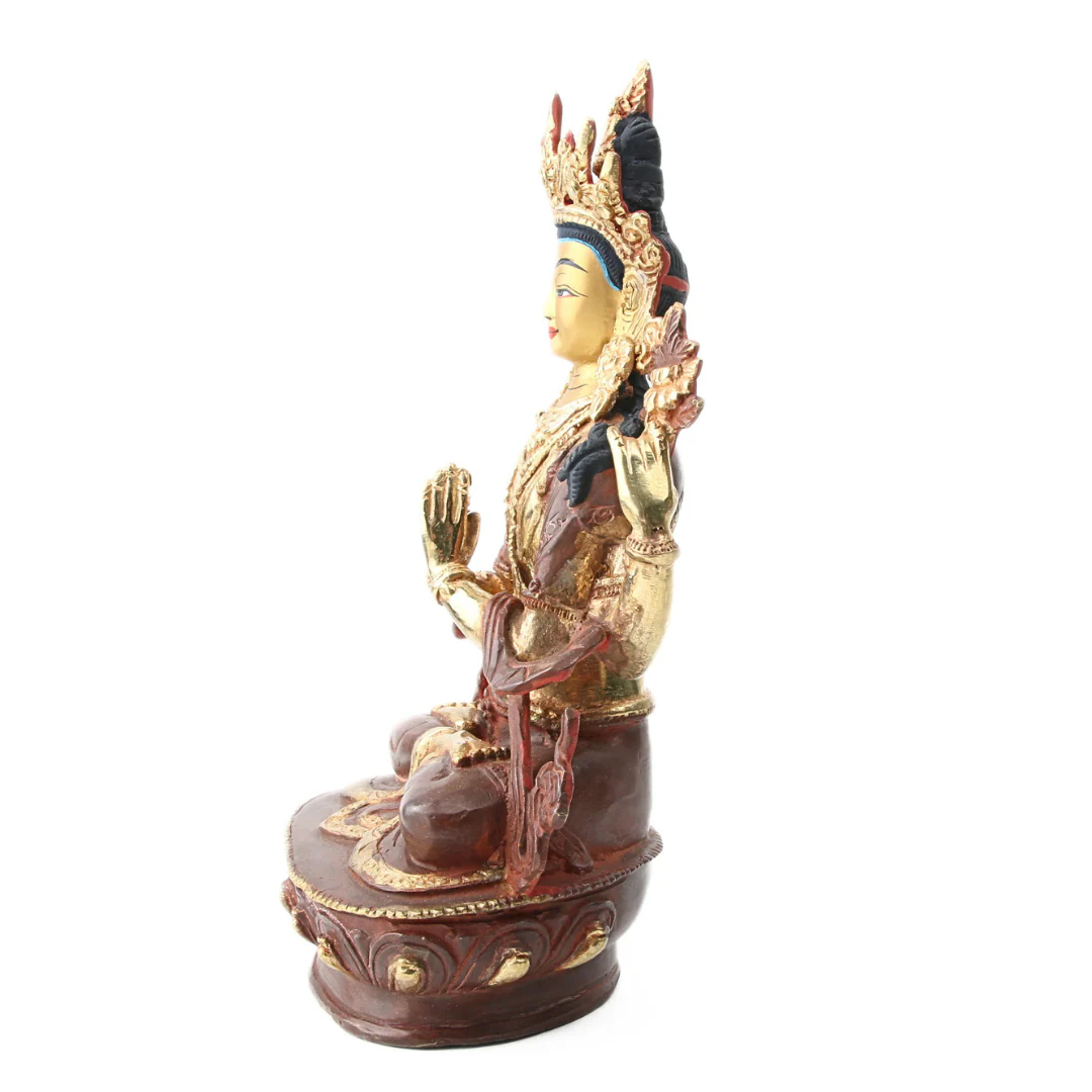 Chenrezig Messing met Gold Plated Gezicht - Image 3
