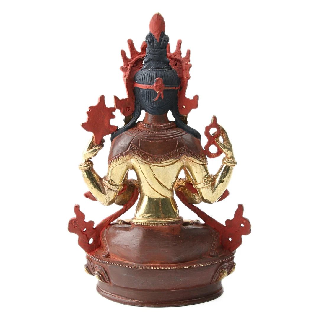 Chenrezig Messing met Gold Plated Gezicht - Image 4