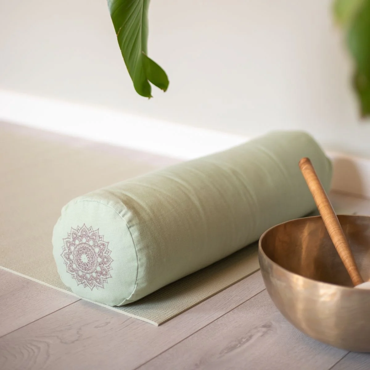 Deva Yoga - Bolster bio katoen - Light Green Mandala - Image 3