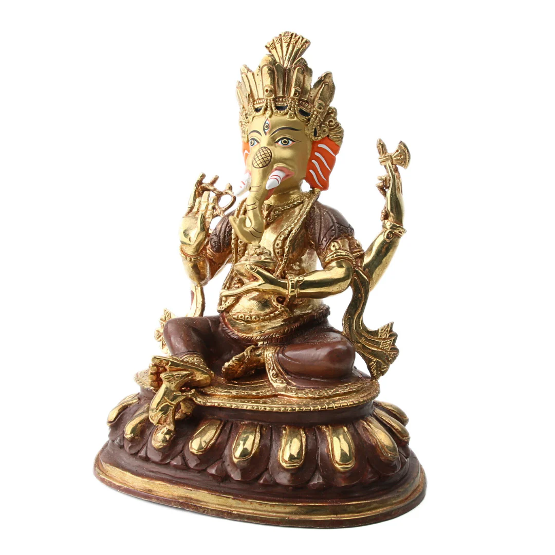 Ganesha Messing met Gold Plated Gezicht - Image 2