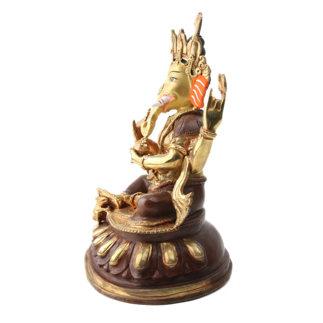 Ganesha Messing met Gold Plated Gezicht - Image 4