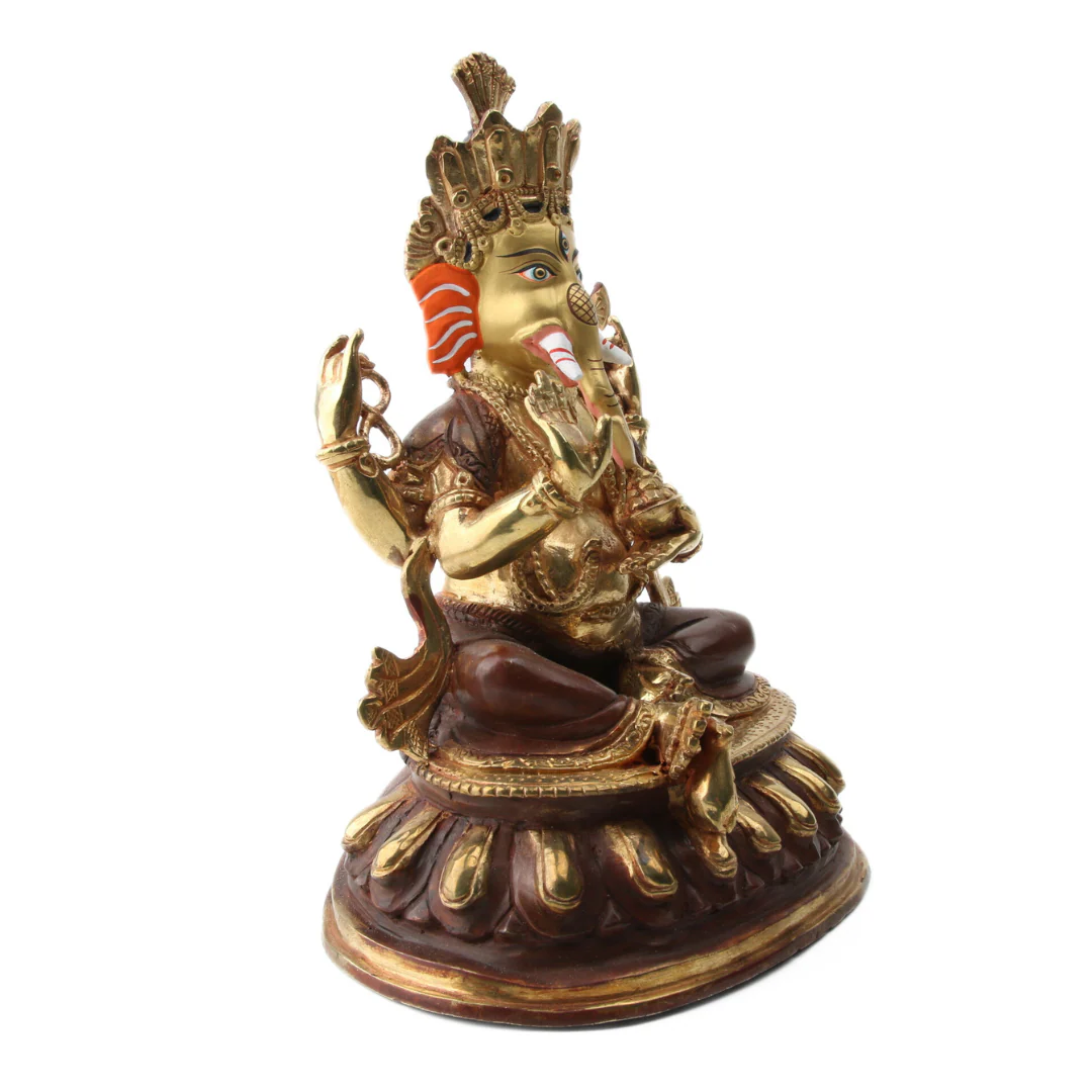 Ganesha Messing met Gold Plated Gezicht - Image 6