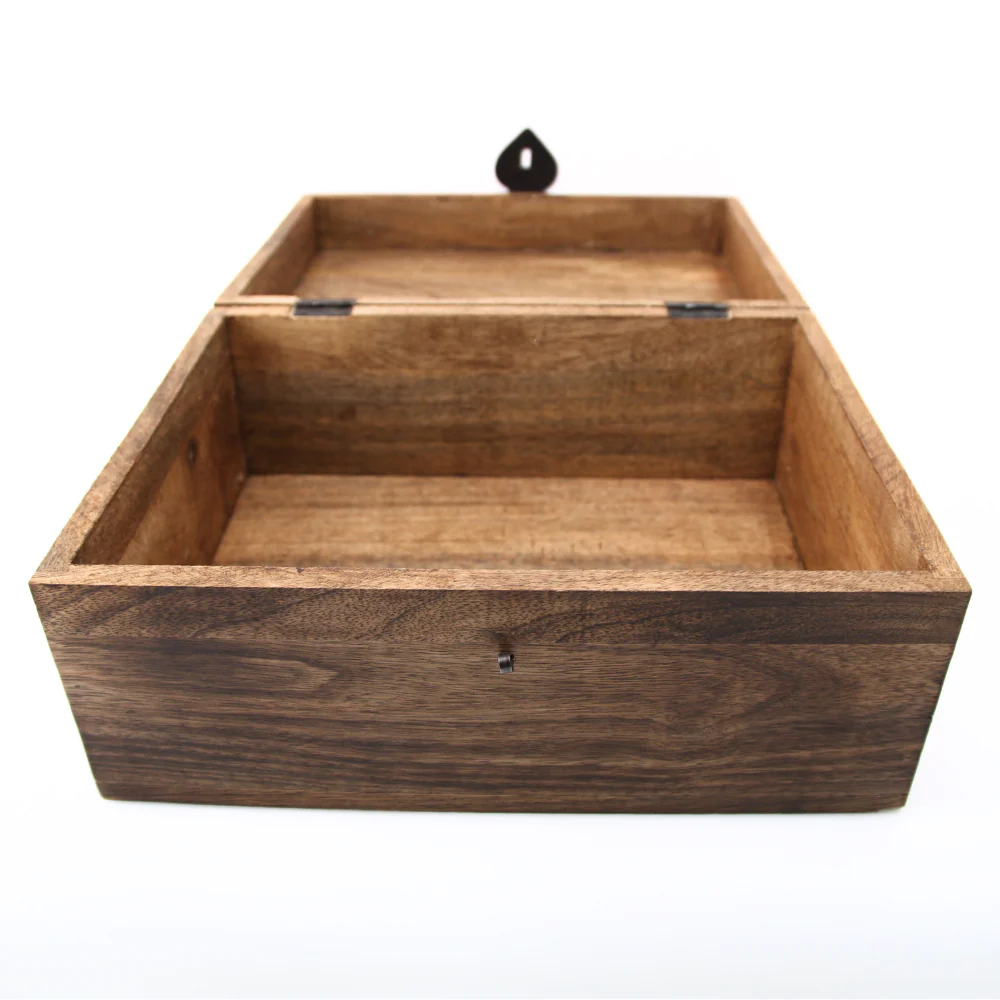 Houten kist met blad design - Image 2