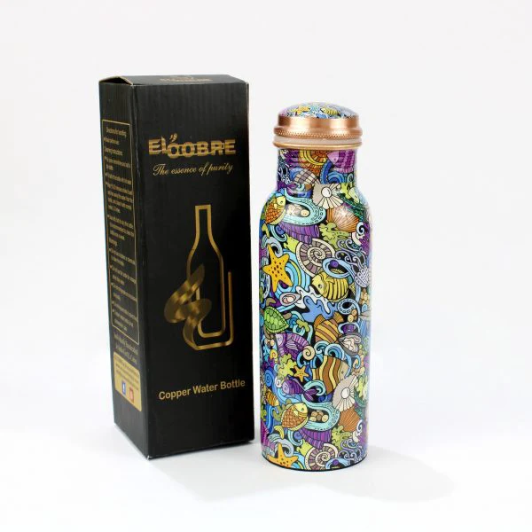 Koperen Drinkfles Flower Fish 700ml - Image 2