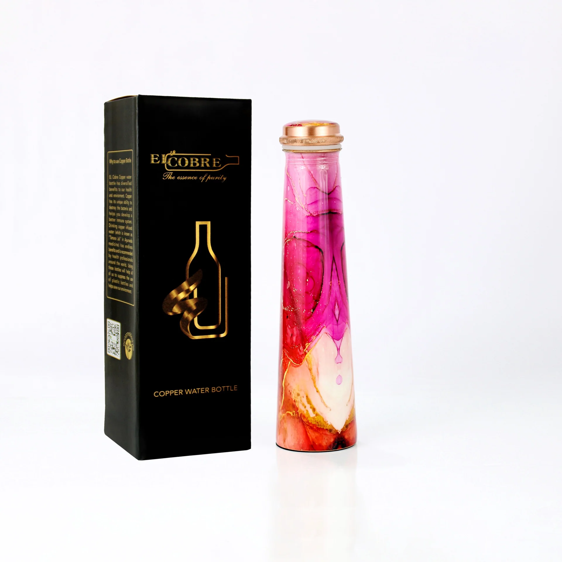 Koperen Drinkfles Tower Red Marble – 850 ml - Image 4