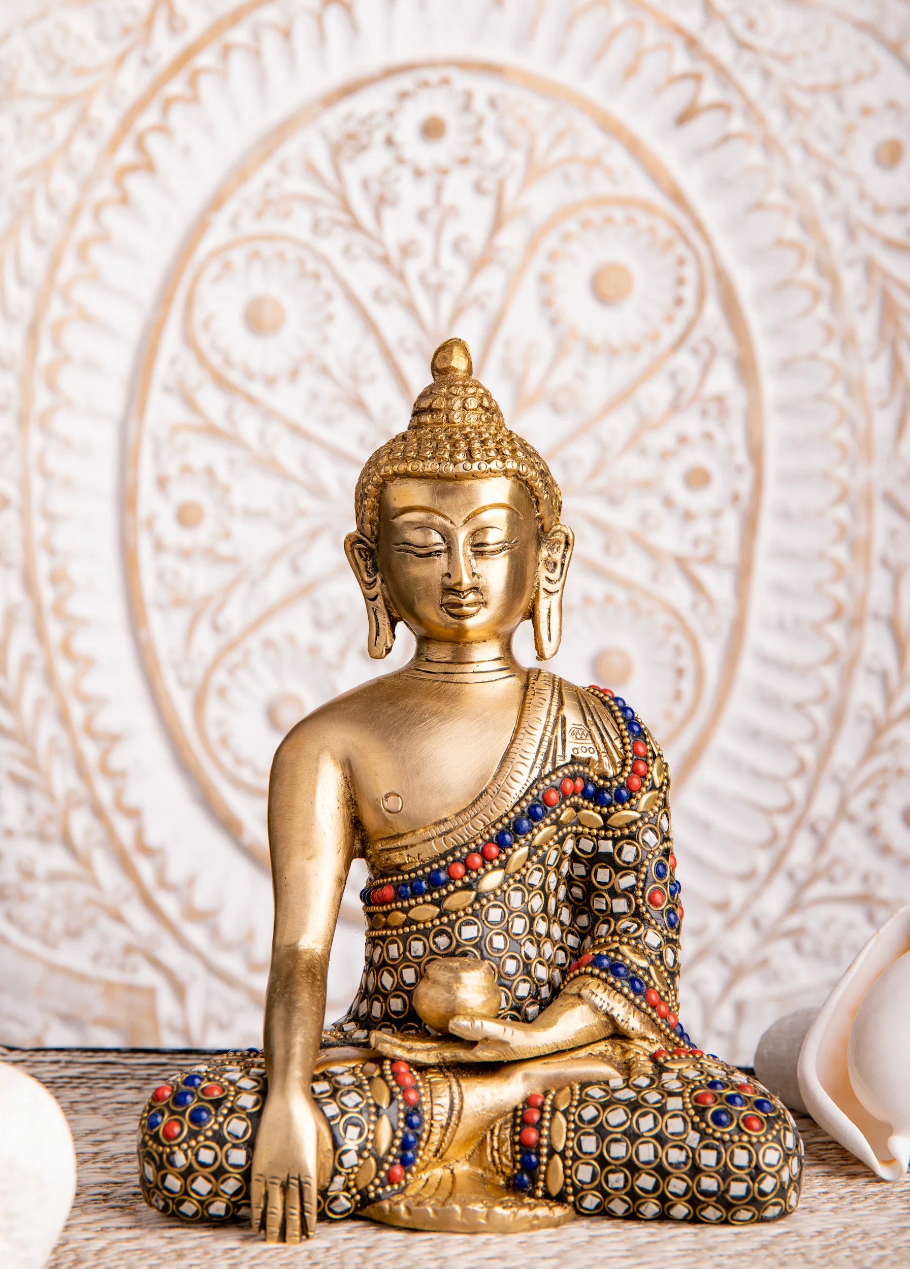 Shakyamuni Buddha messing with stone art - Image 2