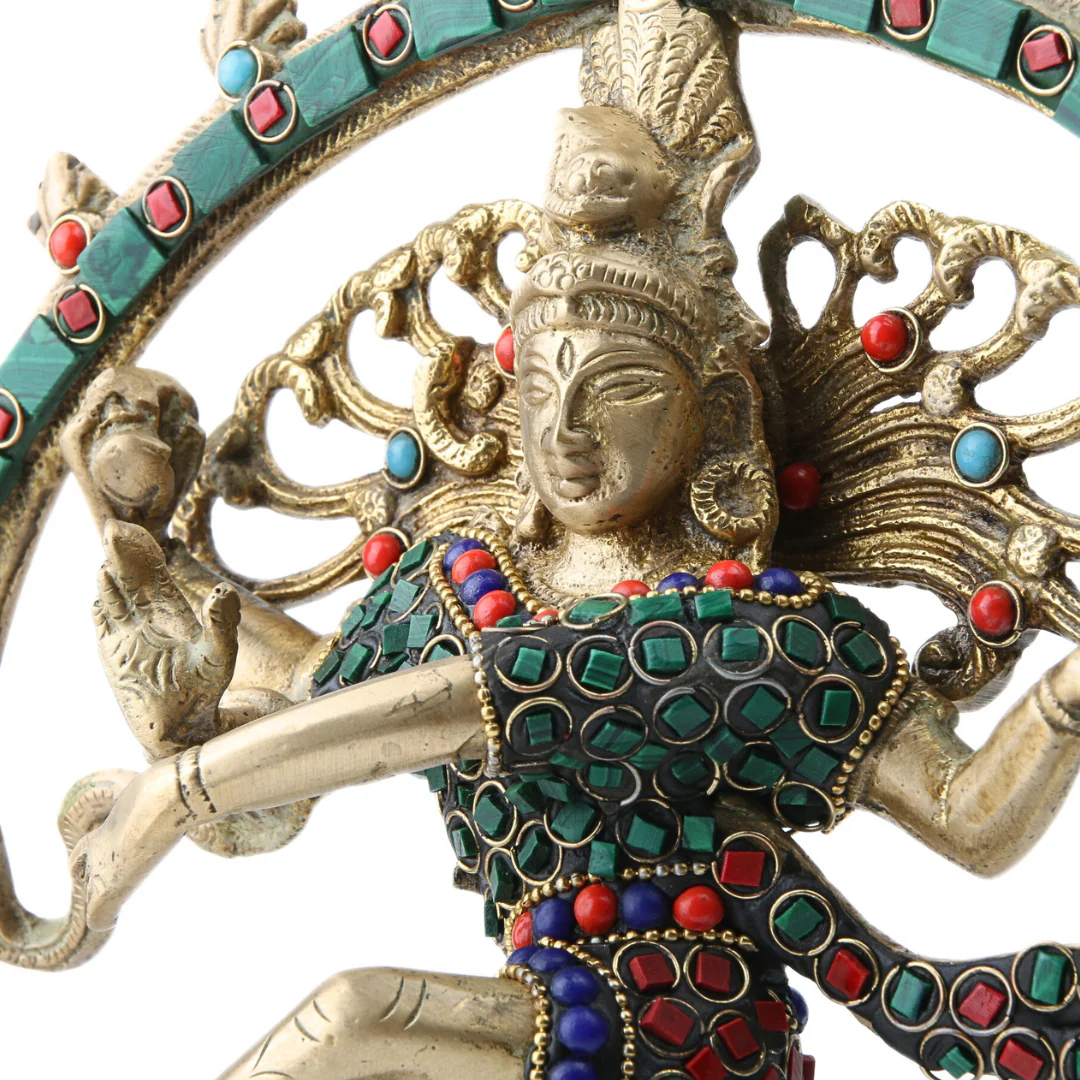 Shiva Nataraj Messing bezet met Edelstenen - Image 2
