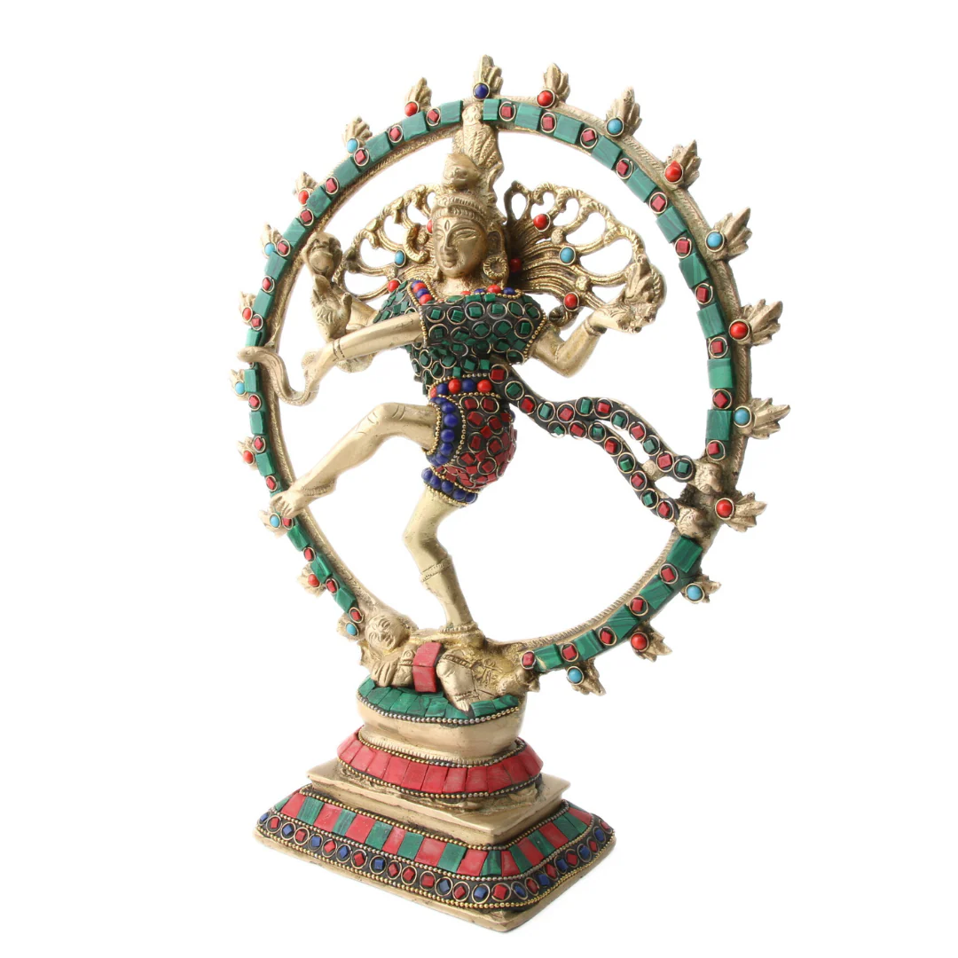 Shiva Nataraj Messing bezet met Edelstenen - Image 3