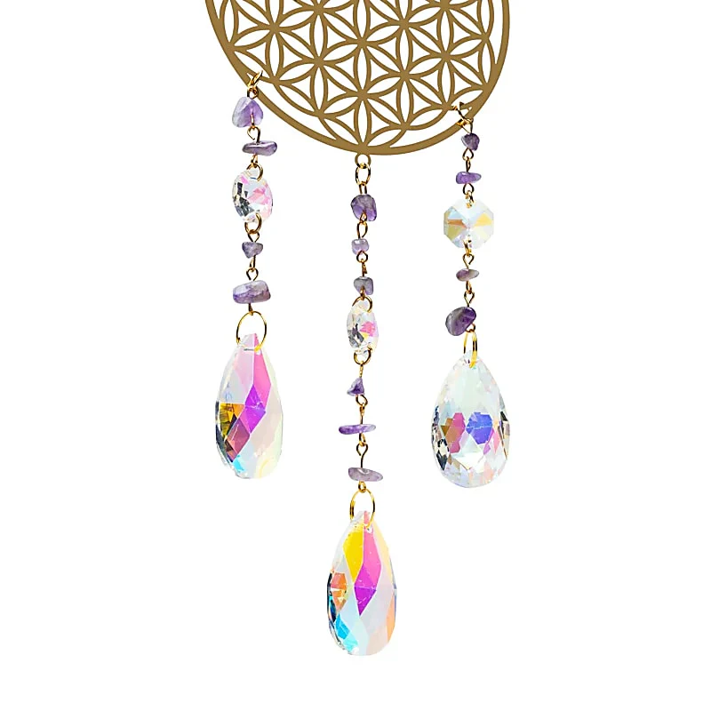 Suncatcher met flower of life, goud en amethist - Image 2