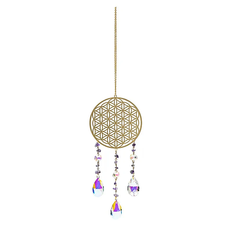 Suncatcher met flower of life, goud en amethist - Image 3