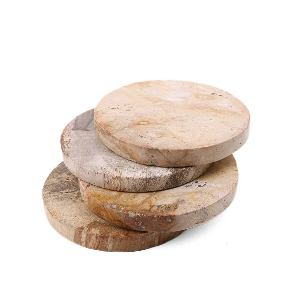 Versteend hout onderzetters, set van 4 - Image 2