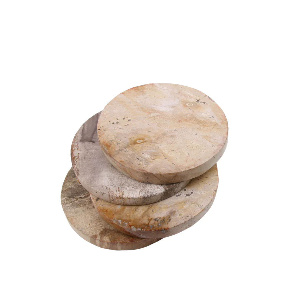 Versteend hout onderzetters, set van 4 - Image 4