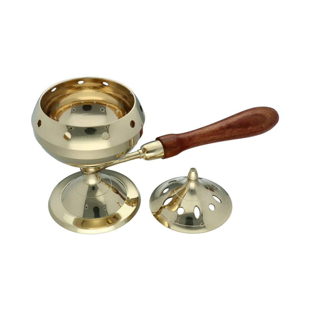 Wierookbrander brons houten handvat - Image 2