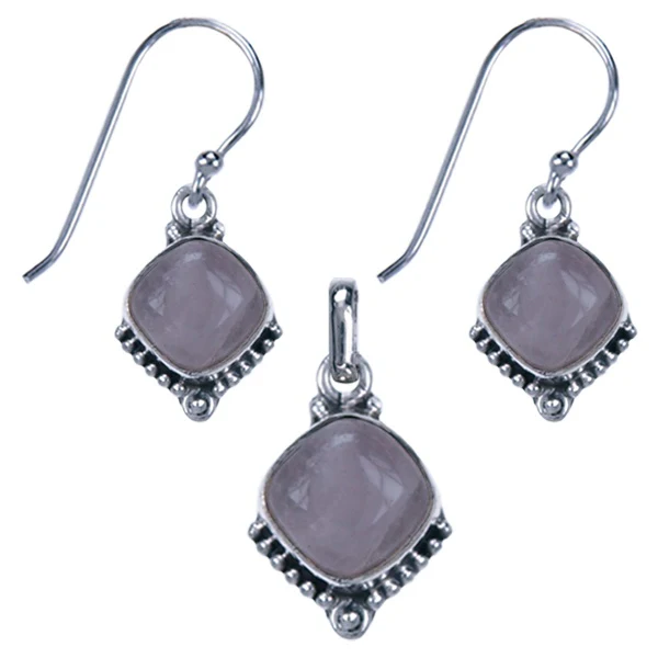 Zilveren sieraden set Rozenkwarts - Image 3